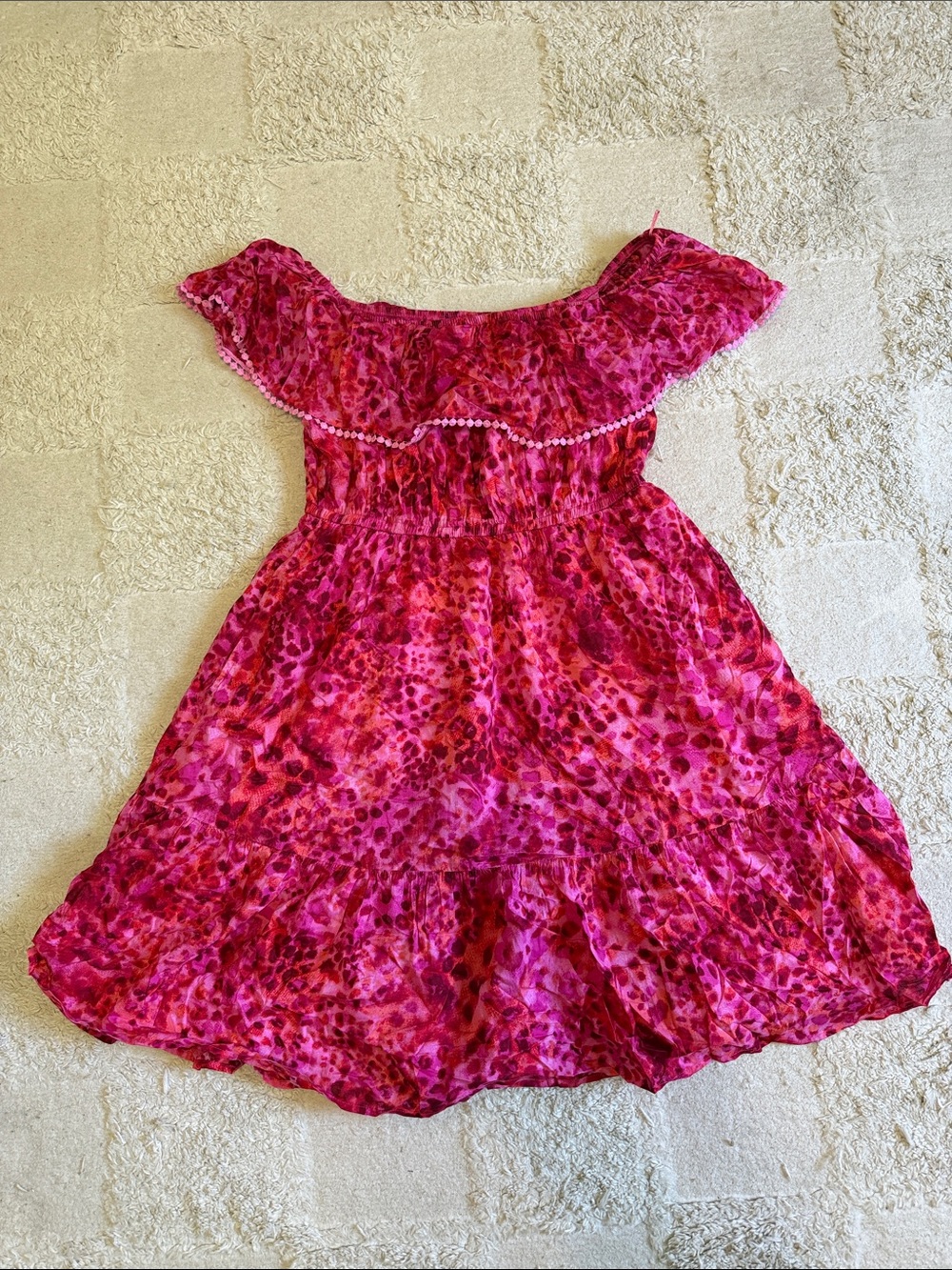 Terra & Sky Hot Pink Floral Off-Shoulder Summer Dress